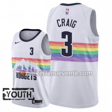 Maillot Basket Denver Nuggets Torrey Craig 3 2018-19 Nike City Edition Blanc Swingman - Enfant
